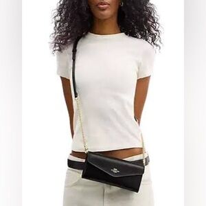 Coach Black Clutch with Gold Chain